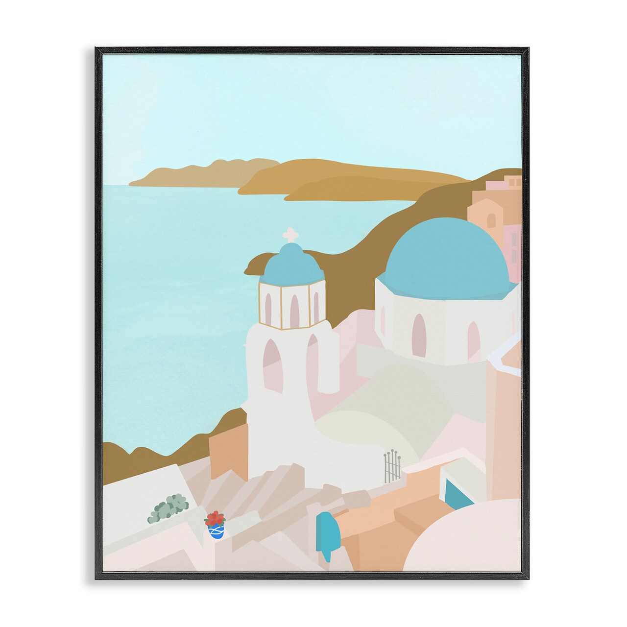 Stupell Industries Coastal Santorini Vibes Framed Giclee, design by Anna Quach